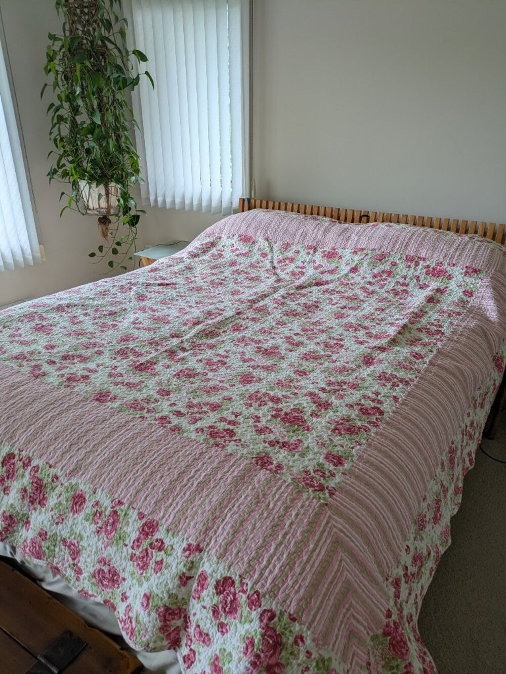 Quilt Reversible Queen Quilt Pink Floral Cotton Fill Shabby Chic